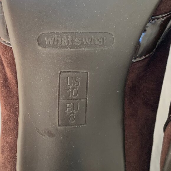 What's What by Aerosoles Brown Suede & Leather Round Toe Mary Jane Pumps - Picture 9 of 11